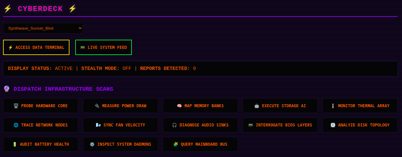 Cyberdeck main systems intelligence screen